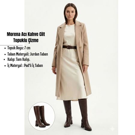 Morena Acı Kahve Cilt Topuklu Çizme