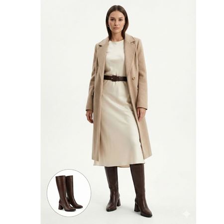 Morena Acı Kahve Cilt Topuklu Çizme