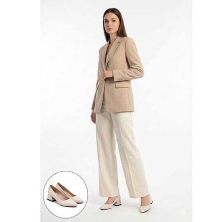 Nitya Bej Baskılı Rugan Topuklu Ayakkabı