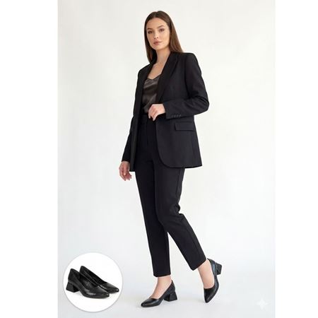 Nitya Siyah Baskılı Rugan Topuklu Ayakkabı Ana Görünüm