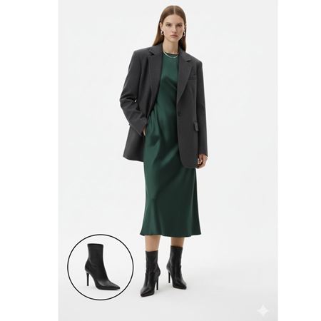 Verena Siyah Cilt Topuklu Streç Bot