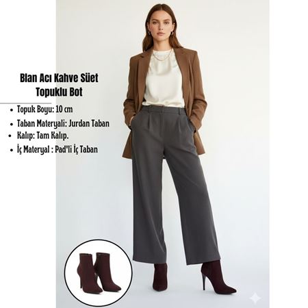 Blan Acı Kahve Süet Topuklu Bot