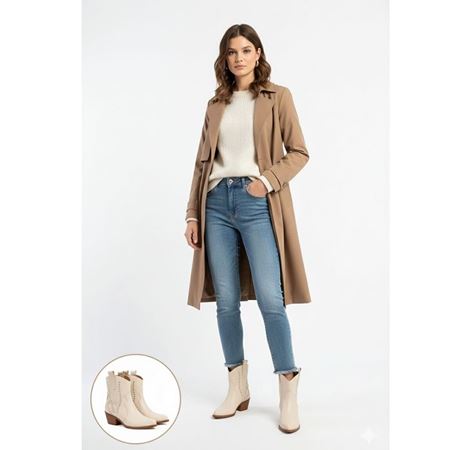 Matin Bej Cilt Topuklu Bot