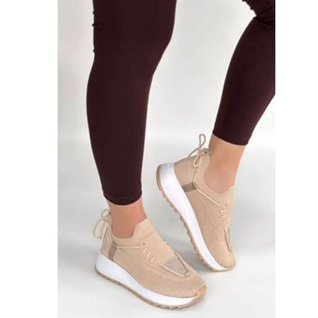 Renji Bej Triko Bağcıklı Spor Ayakkabı