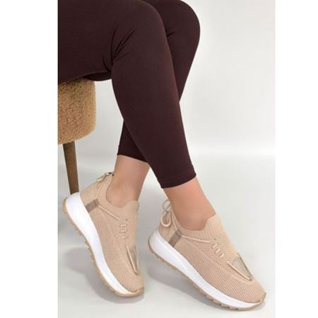 Renji Bej Triko Bağcıklı Spor Ayakkabı