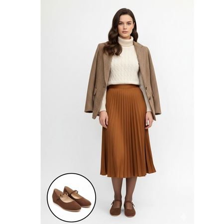 Lossa Taba Süet Kemerli Babet Ayakkabı