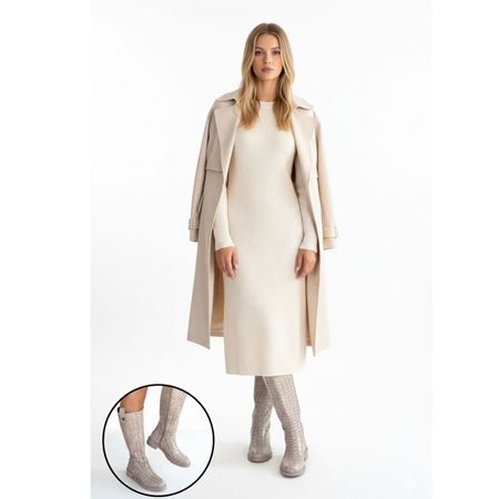 Metta Bej Cilt Desenli Çizme