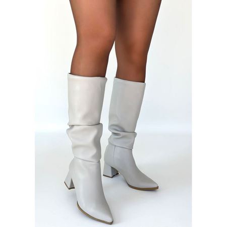 Pitay Bej Cilt Topuklu Çizme