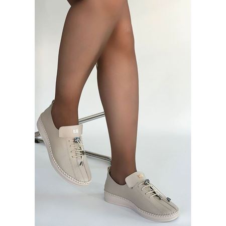 Warte Bej Cilt Bağcıklı Spor Ayakkabı