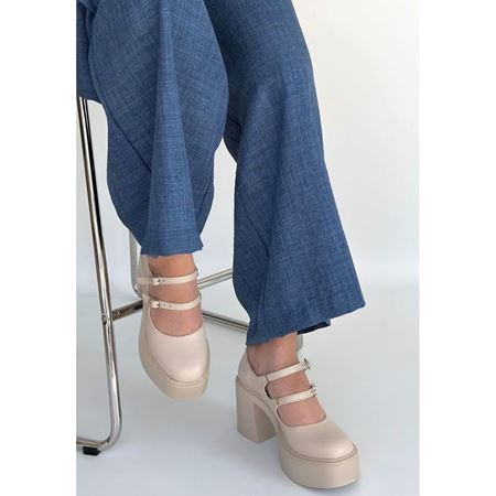 Jarlo Bej Cilt Dolgu Topuk Ayakkabı