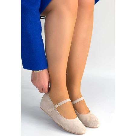 Lossa Bej Süet Kemerli Babet Ayakkabı