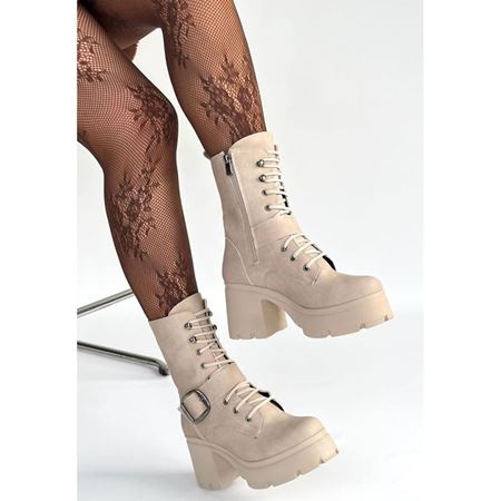 Linma Bej Nubuk Bağcıklı Topuklu Bot