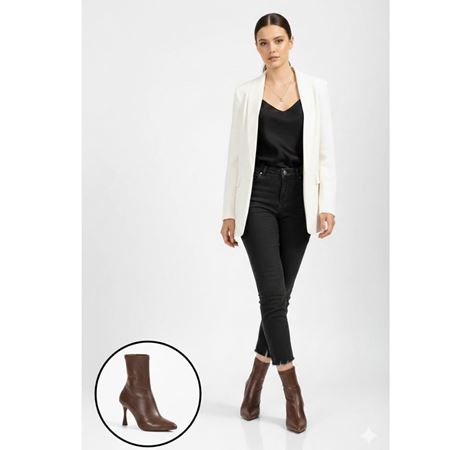 Orjen Kahverengi Cilt Streç Topuklu Bot