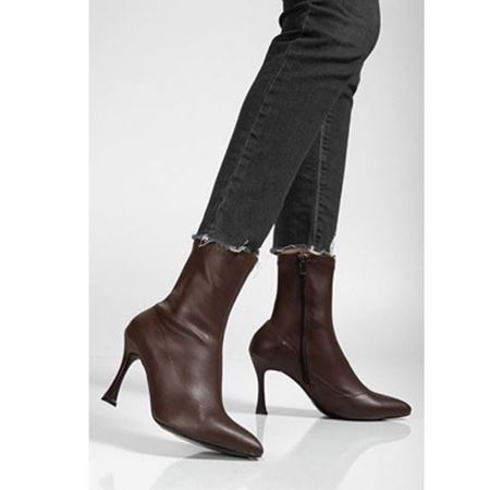 Orjen Kahverengi Cilt Streç Topuklu Bot