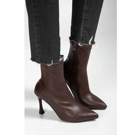 Orjen Kahverengi Cilt Streç Topuklu Bot