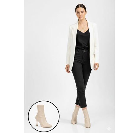 Orjen Bej Cilt Streç Topuklu Bot