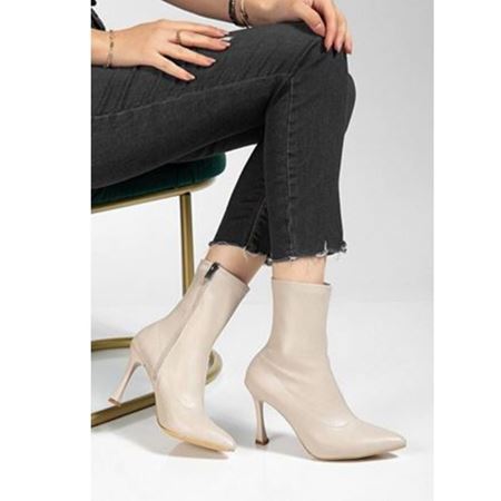 Orjen Bej Cilt Streç Topuklu Bot