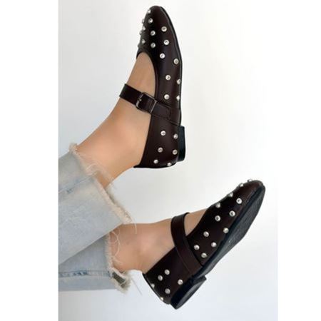 Ritta Kahverengi Cilt Kemerli Babet Ayakkabı