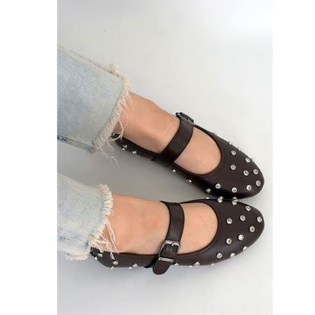 Ritta Kahverengi Cilt Kemerli Babet Ayakkabı