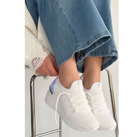 Weor Beyaz Triko Bağcıklı Spor Ayakkabı