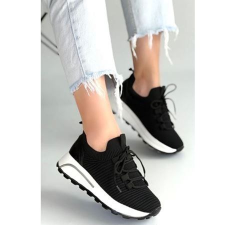 Feort Siyah Triko Bağcıklı Spor Ayakkabı