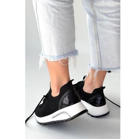 Feort Siyah Triko Bağcıklı Spor Ayakkabı