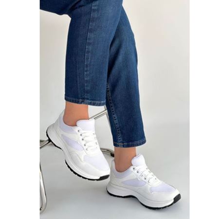 Slar Beyaz Cilt Spor Ayakkabı