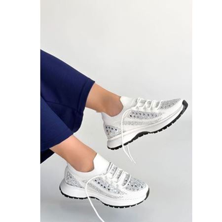 Ceas Beyaz Triko Bağcıklı Spor Ayakkabı