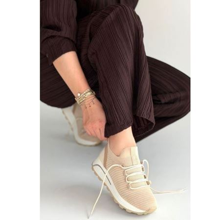 Feort Bej Triko Bağcıklı Spor Ayakkabı