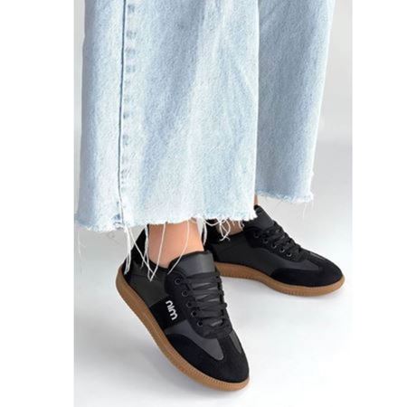 Lunga Siyah Cilt Bağcıklı Spor Ayakkabı