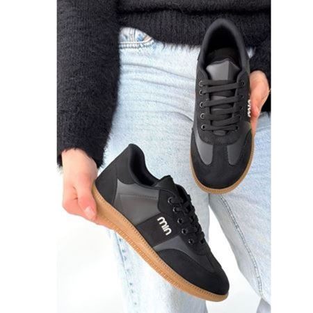 Lunga Siyah Cilt Bağcıklı Spor Ayakkabı