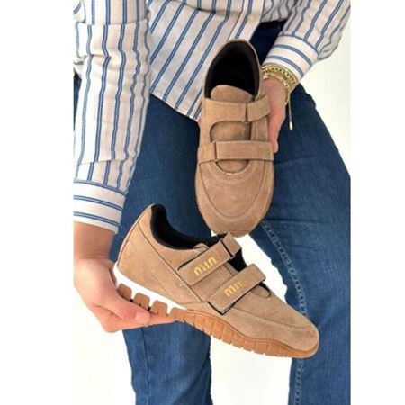 Tunga Bej Süet Cırt Cırtlı Spor Ayakkabı