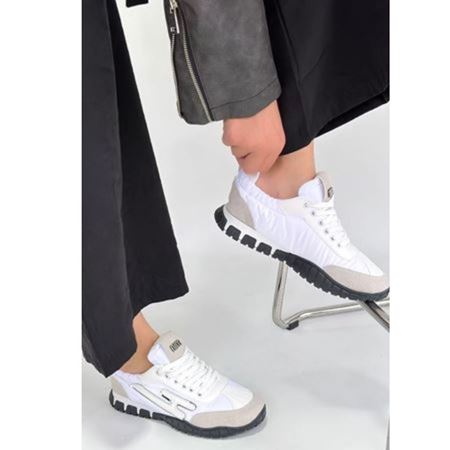 Huer Beyaz Nubuk Bağcıklı Spor Ayakkabı