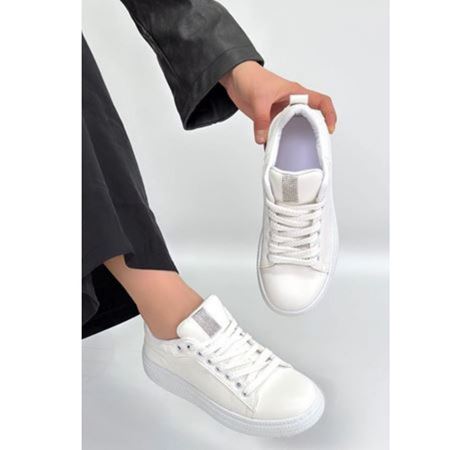 Yier Beyaz Cilt Bağcıklı Spor Ayakkabı