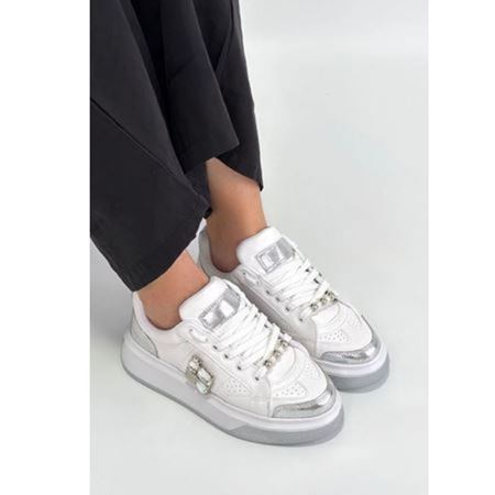 Ceans Beyaz Cilt Bağcıklı Spor Ayakkabı