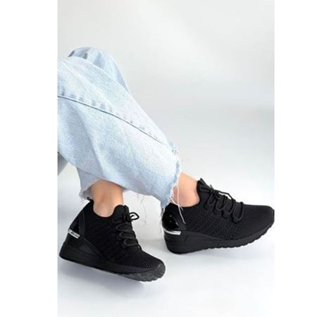 Weor Siyah Triko Bağcıklı Spor Ayakkabı