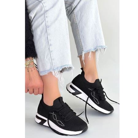 Belan Siyah Triko Bağcıklı Spor Ayakkabı