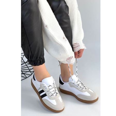 Zerti Beyaz Cilt Bağcıklı Spor Ayakkabı