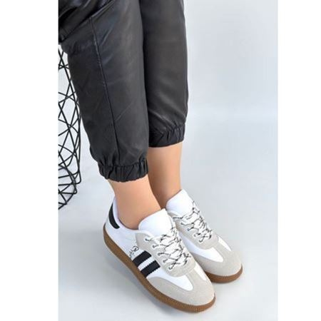 Zerti Beyaz Cilt Bağcıklı Spor Ayakkabı