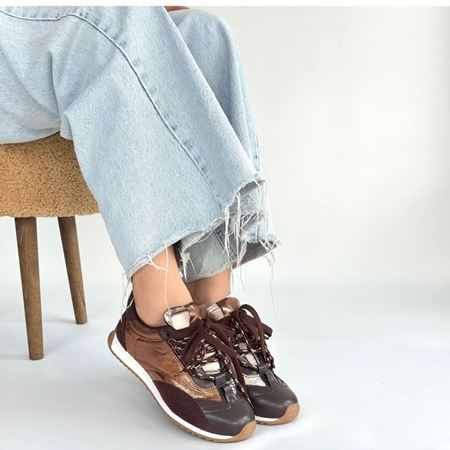 Reat Kahverengi Cilt Bağcıklı  Paraşüt Detaylı Spor Ayakkabı