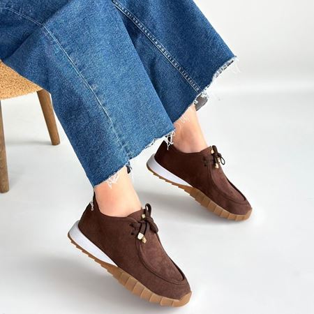 Sier Kahverengi Süet Bağcıklı Spor Ayakkabı