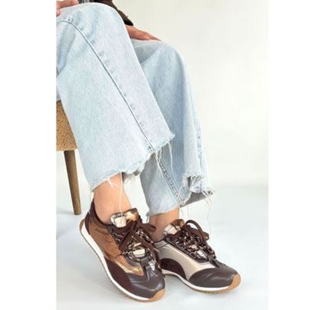 Reat Kahverengi Cilt Bağcıklı  Paraşüt Detaylı Spor Ayakkabı