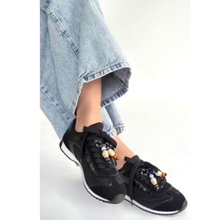 Riaf Siyah Cilt Bağcıklı Spor Ayakkabı