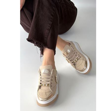 Ceans Bej Süet Bağcıklı Spor Ayakkabı