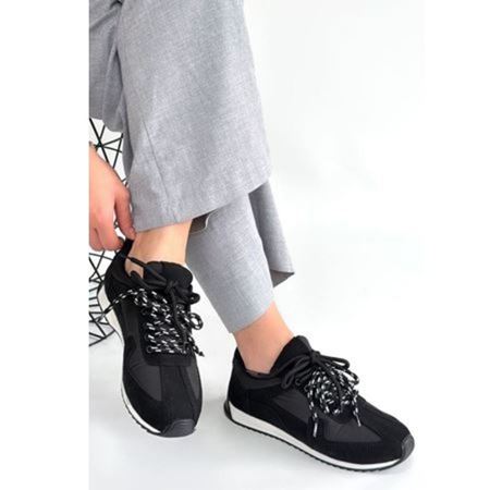 Jeat Siyah Nubuk Bağcıklı Spor Ayakkabı