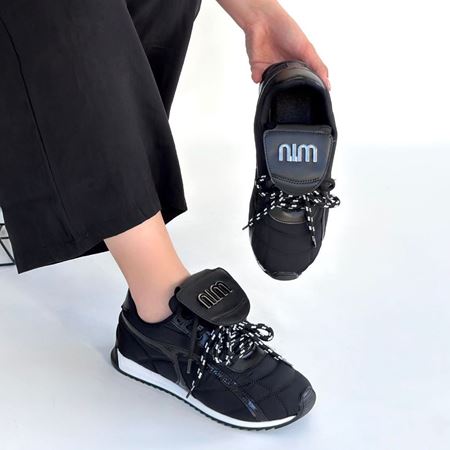 Dissa Siyah Cilt Bağcıklı Paraşüt Detaylı Spor Ayakkabı