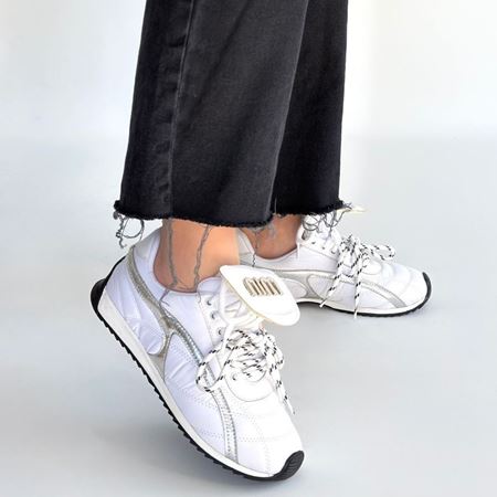 Dissa Beyaz Cilt Bağcıklı Paraşüt Detaylı Spor Ayakkabı