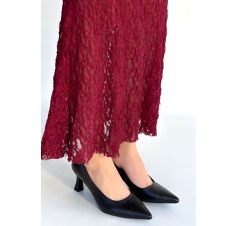 Mırta Siyah Cilt Topuklu Ayakkabı