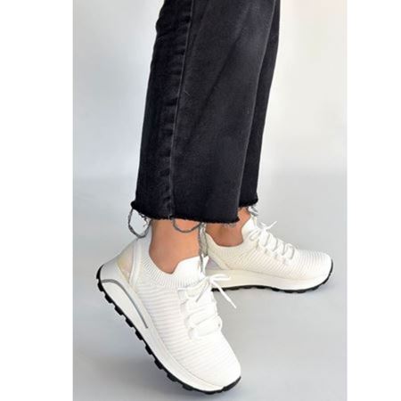 Feort Beyaz Triko Bağcıklı Spor Ayakkabı