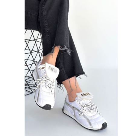 Dissa Beyaz Cilt Bağcıklı Paraşüt Detaylı Spor Ayakkabı